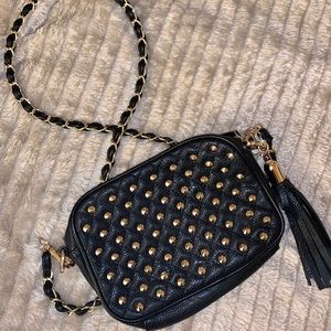 Forever 21 Black & Gold Studded Crossbody